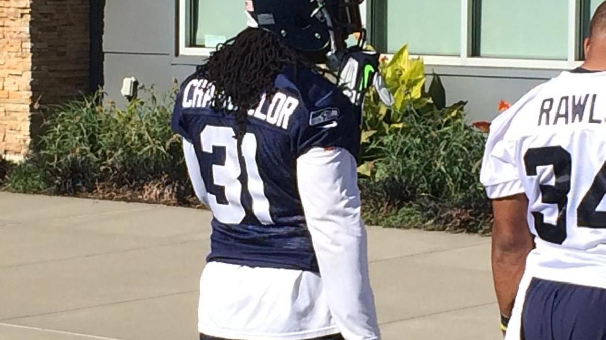 
Marshawn Lynch wore holdout safety Kam Chancellor's No. 31 jersey Thursday at Seahawks practice. Coach Pete Carroll said Friday he has no problem with that -- but added “we don’t need to keep doing it.”
