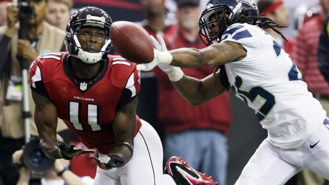 In a rematch of this Jan. 13, 2013, playoff game in Atlanta, Seahawks three-time All-Pro cornerback Richard Sherman will be covering Falcons All-Pro wide receiver Julio Jones (11) Sunday in the best game within the game at CenturyLink Field.