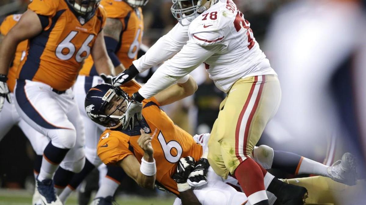 The Seahawks on Sunday claimed nose tackle Garrison Smith off waivers from San Francisco. Smith is here knocking down former Broncos quarterback Mark Sanchez in a preseason game at Denver two weeks ago.