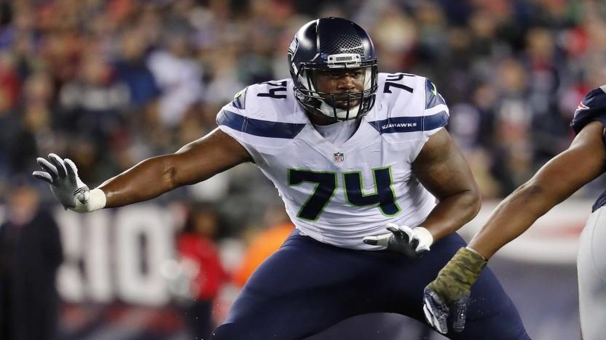 Seattle Seahawks offensive tackle George Fant during an NFL football game against the New England Patriots at Gillette Stadium in Foxborough, Mass. Sunday, Nov. 13, 2016.