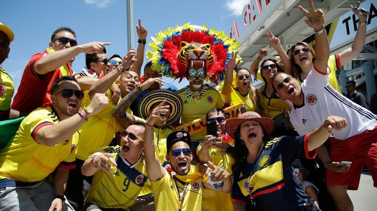 Colombia fans yell before a Copa America Centenario Group A soccer match between the United States and Colombia at Levi's Stadium in Santa Clara, Calif., on Friday.