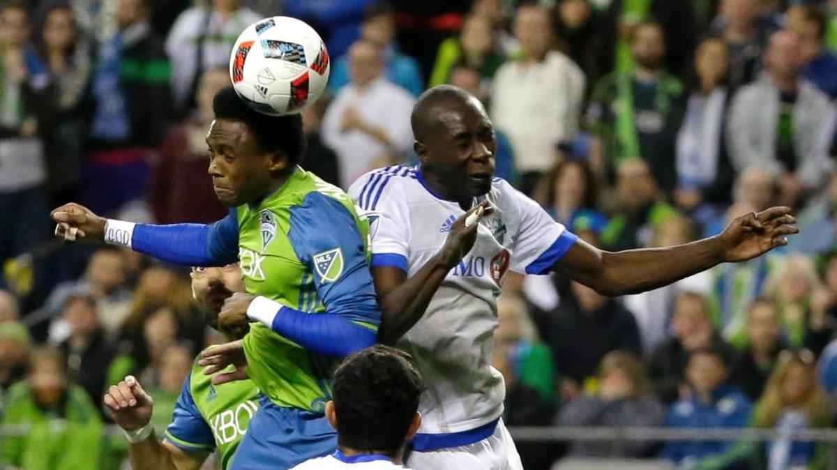 Seattle Sounders forward Oalex Anderson, left, said he wanted to cap off a dramatic run against the Montreal Impact on Saturday with a pass to a teammate. But that pass never came.