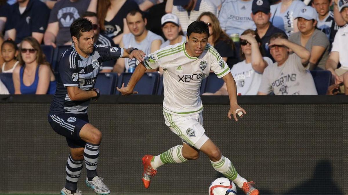 
Seattle Sounders midfielder Gonzalo Pineda, right, says of playing against CD Olimpia in Honduras on Wednesday, “I think that they will be a little fighty, more aggressive, even in the field and off the field. I think they will try to put pressure even from the fans.”

