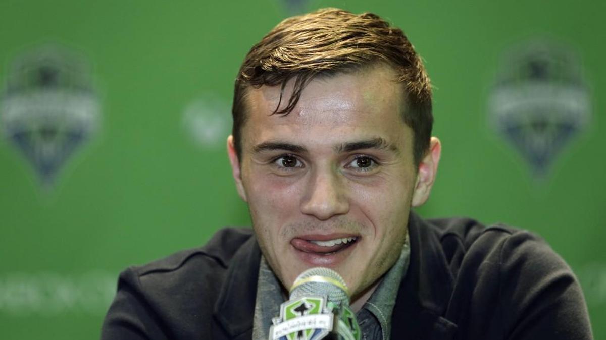 Mercer Island’s Jordan Morris speaks in Seattle in January after Seattle Sounders FC announced his signing as a forward.