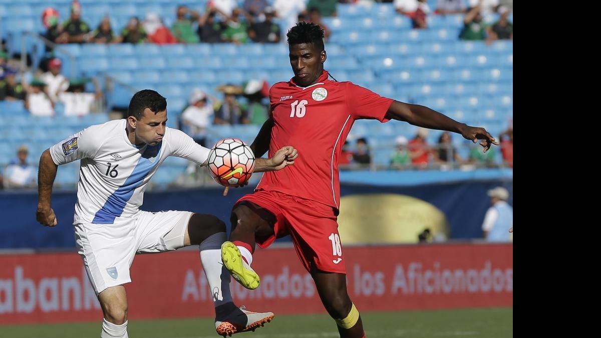 
Guatemala’s Marco Pappa (16) in action against Cuba in CONCACAF Gold Cup match.
