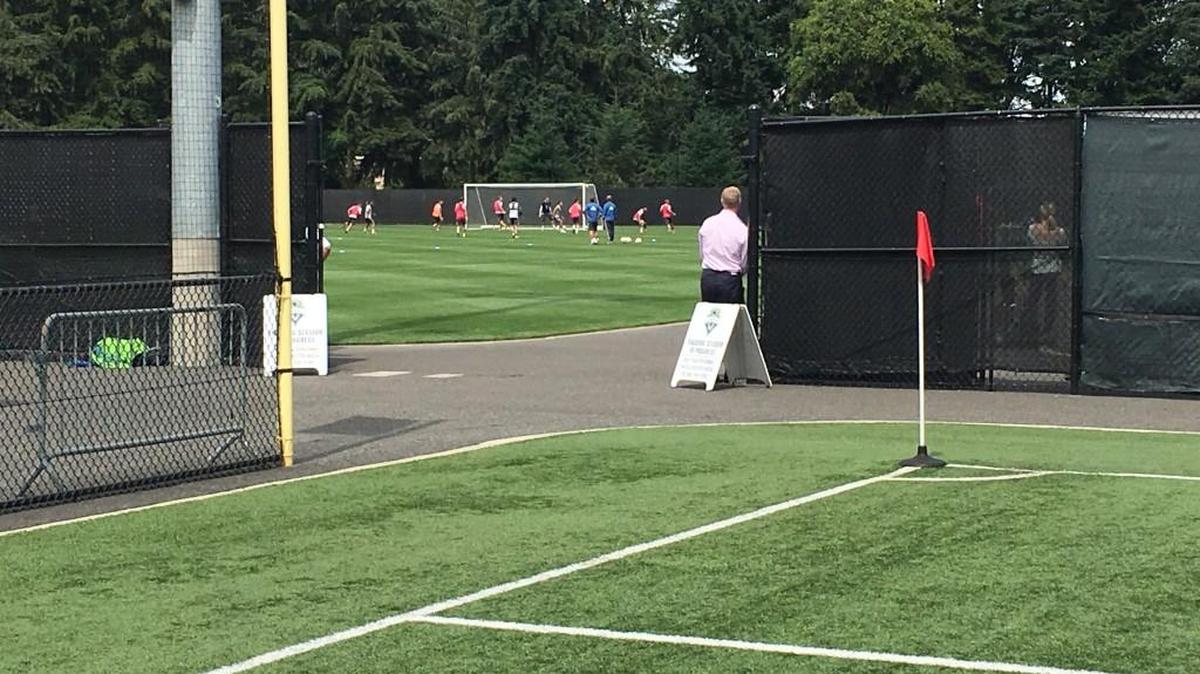 Sounders trained today beyond privacy fencing at Starfire Sports Complex in Tukwila.