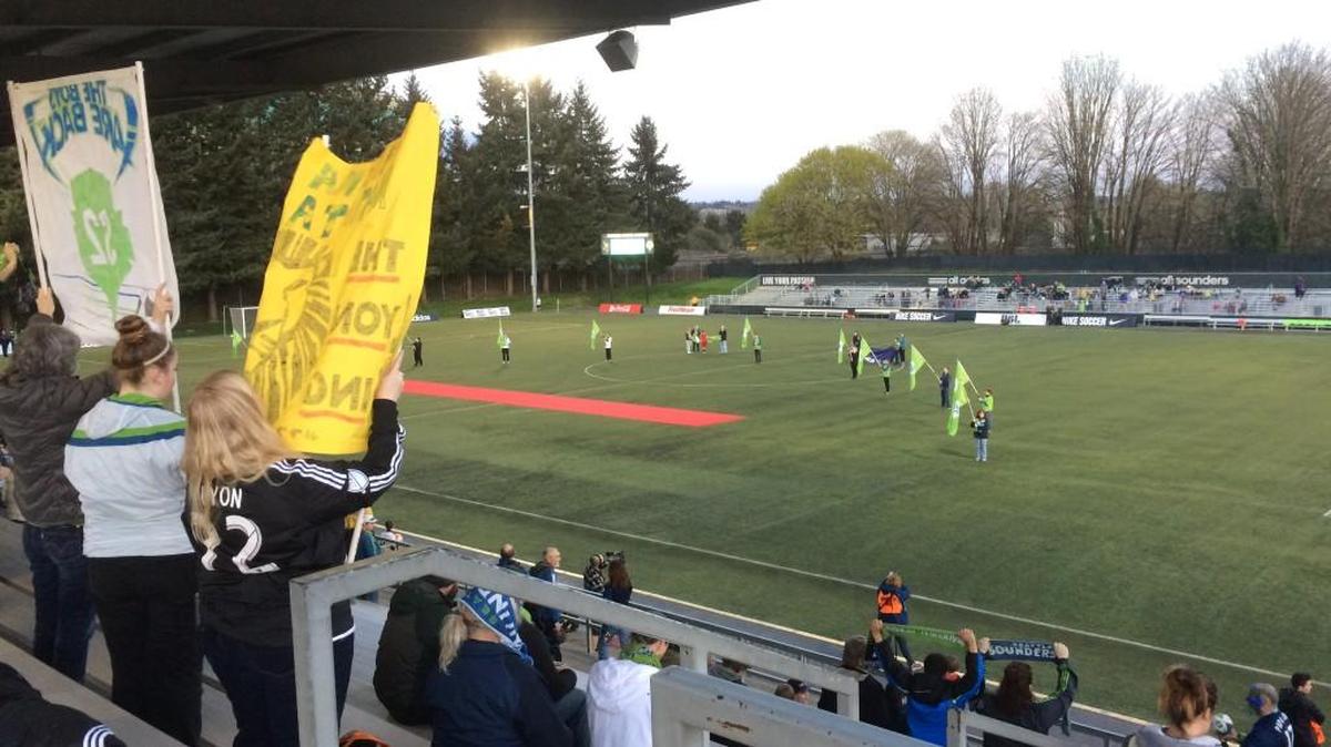 Fans show supporter at early season S2 match in Tukwila.