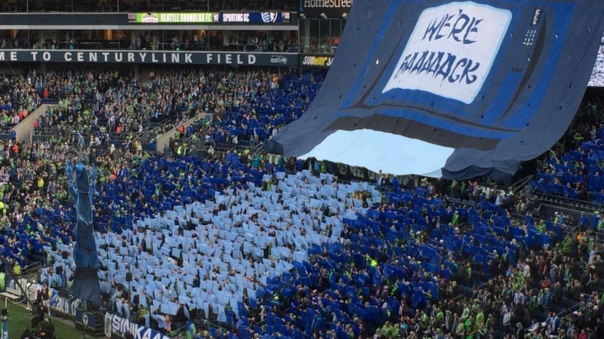 ECS offers ‘We’re back’ tifo to open the new season.