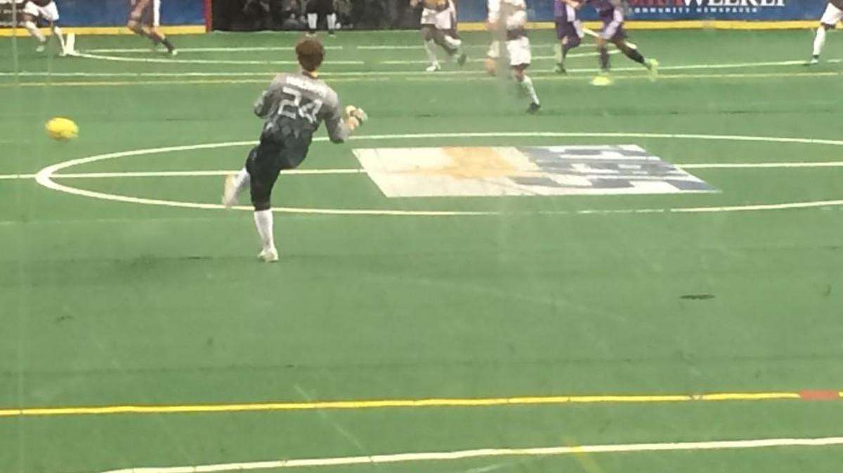 MASL goalkeeper of the year Danny Waltman clears the ball during Tacoma Stars match at ShoWare Center in Kent.