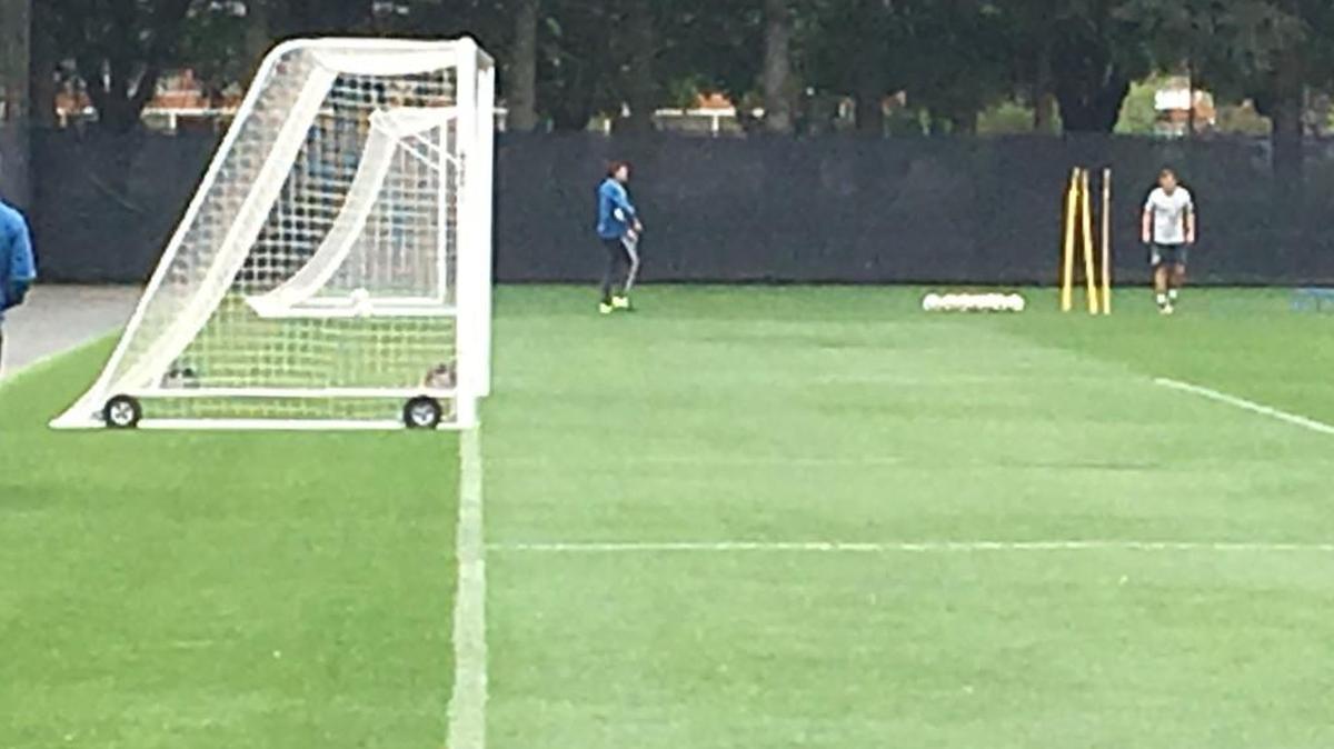 Sounders rookie Jordan Morris, right, does some individual work after training Wednesday at Starfire Sports Complex.
