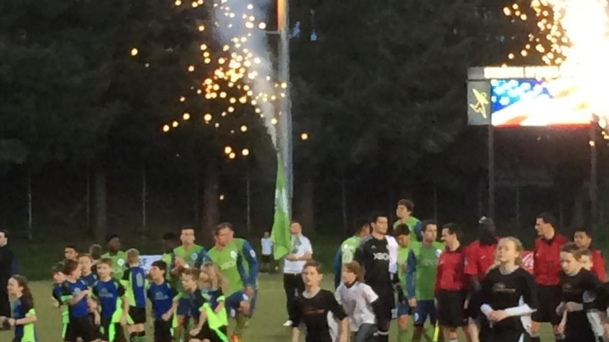 Fireworks after the anthem were part of the pregame festivities as Sounders 2 opened its second USL season Friday at Starfire Sports Stadium.