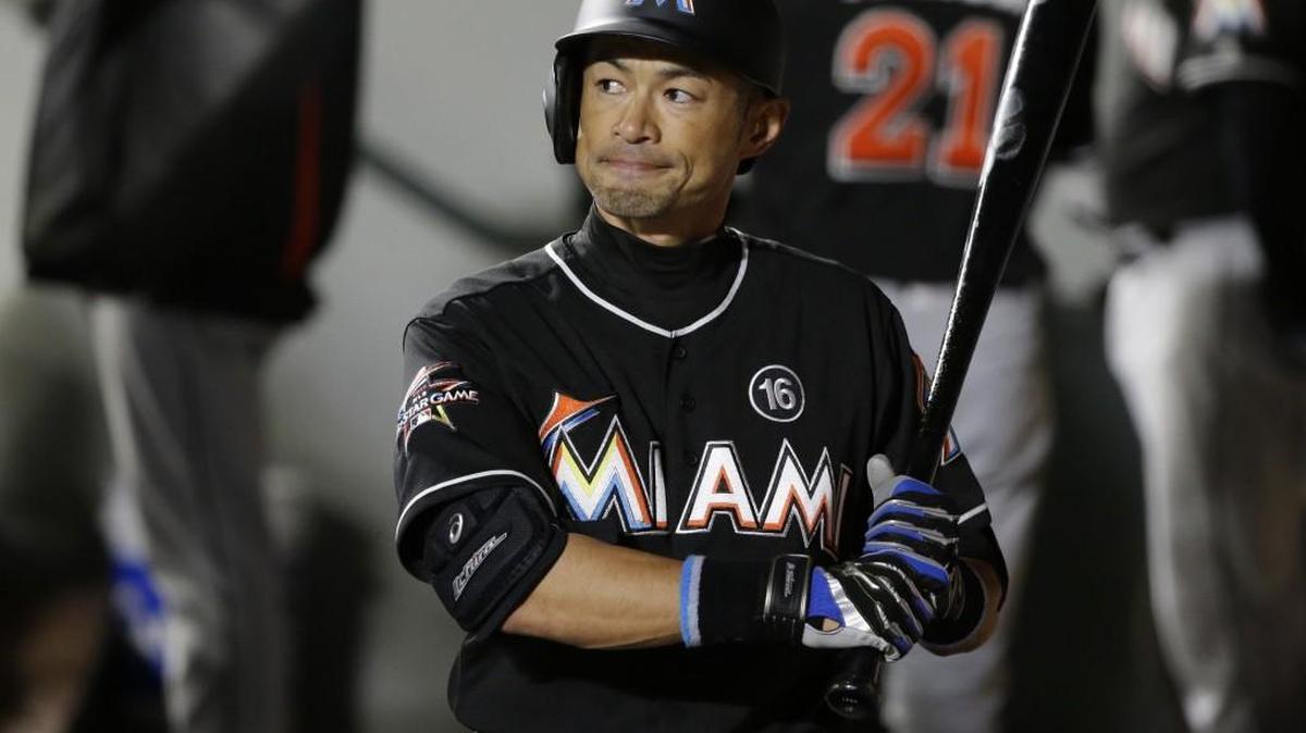 Miami Marlins' Ichiro Suzuki prepares to bat on Monday in Seattle. In the game against his former team, Ichiro went 0-for-3 in the Mariners’ 6-1 win.