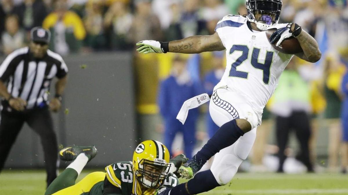 Seahawks retired running back Marshawn Lynch averaged 350 carries per season and 4.66 yards per rush during the 2012-14 regular seasons and playoffs.