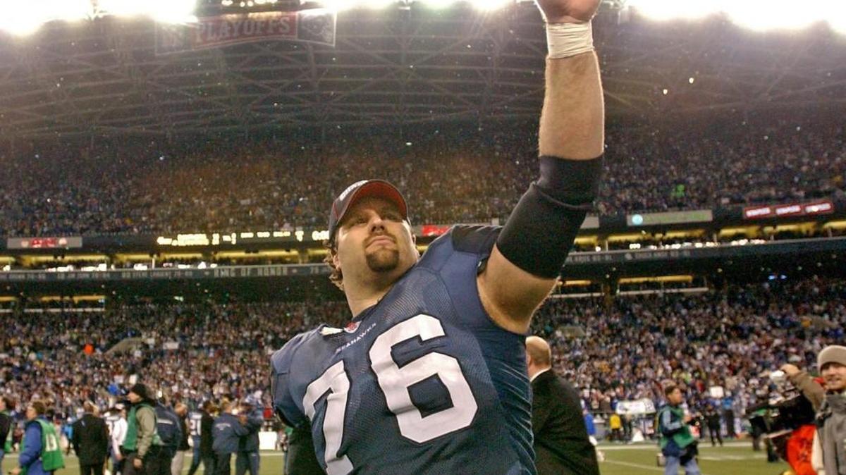 Back when the Seattle Seahawks had the best offensive line in the National Football League, guard Steve Hutchinson was a dominating force. Now a scout, he was in the press box for the Seahawks-Vikings preseason game on Thursday, and served as a reminder that the current Seahawks linemen still have a long way to go.