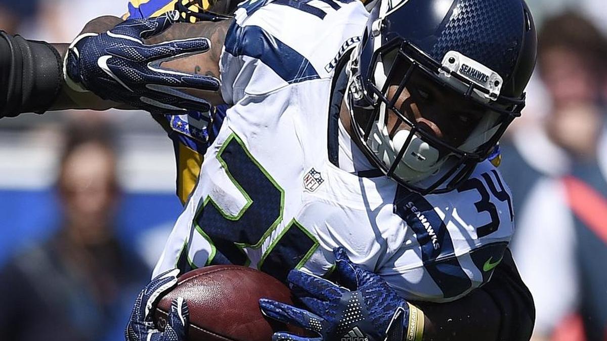 A leg fracture will sideline Thomas Rawls (34) for at least several more week, but Christine Michael has stepped up for the Seahawks.